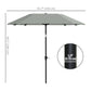 Outsunny 7.6FT Aluminum Patio Umbrella Parasol 8 Ribs Outdoor Market Umbrella with Crank, Push Button Tilt for Deck, Backyard and Lawn, Sky Blue