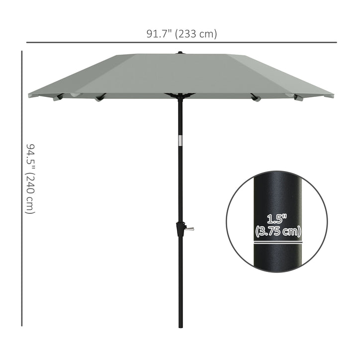 Outsunny 7.6FT Aluminum Patio Umbrella Parasol 8 Ribs Outdoor Market Umbrella with Crank, Push Button Tilt for Deck, Backyard and Lawn, Sky Blue