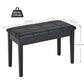 HOMCOM Classic Piano Bench Stool, PU Leather Padded Keyboard Seat with Rubber Wood Legs and Music Storage Compartment, Banded Seat, Black