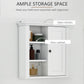 HOMCOM Bathroom Wall Cabinet, Wall Mounted Medicine Cabinet with 3 Open Shelves and Storage Cupboard for Laundry Room, White