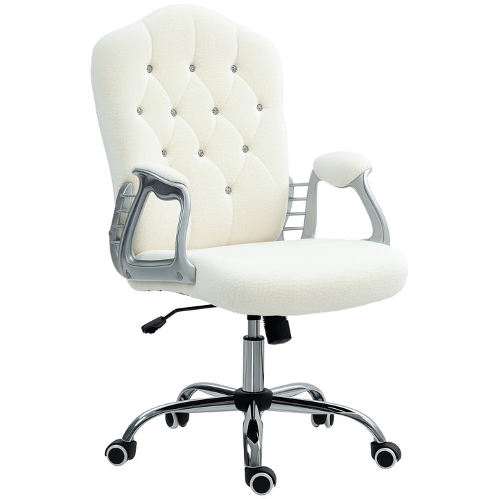 Vinsetto Office Chair, Velvet Computer Chair, Button Tufted Desk Chair with Swivel Wheels, Adjustable Height, Tilt Function, Grey