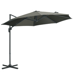 Outsunny 9.6' Cantilever Patio Umbrella Outdoor Hanging Offset Umbrella, Cross Base, 360Â° Rotation Aluminum Poles, Grey