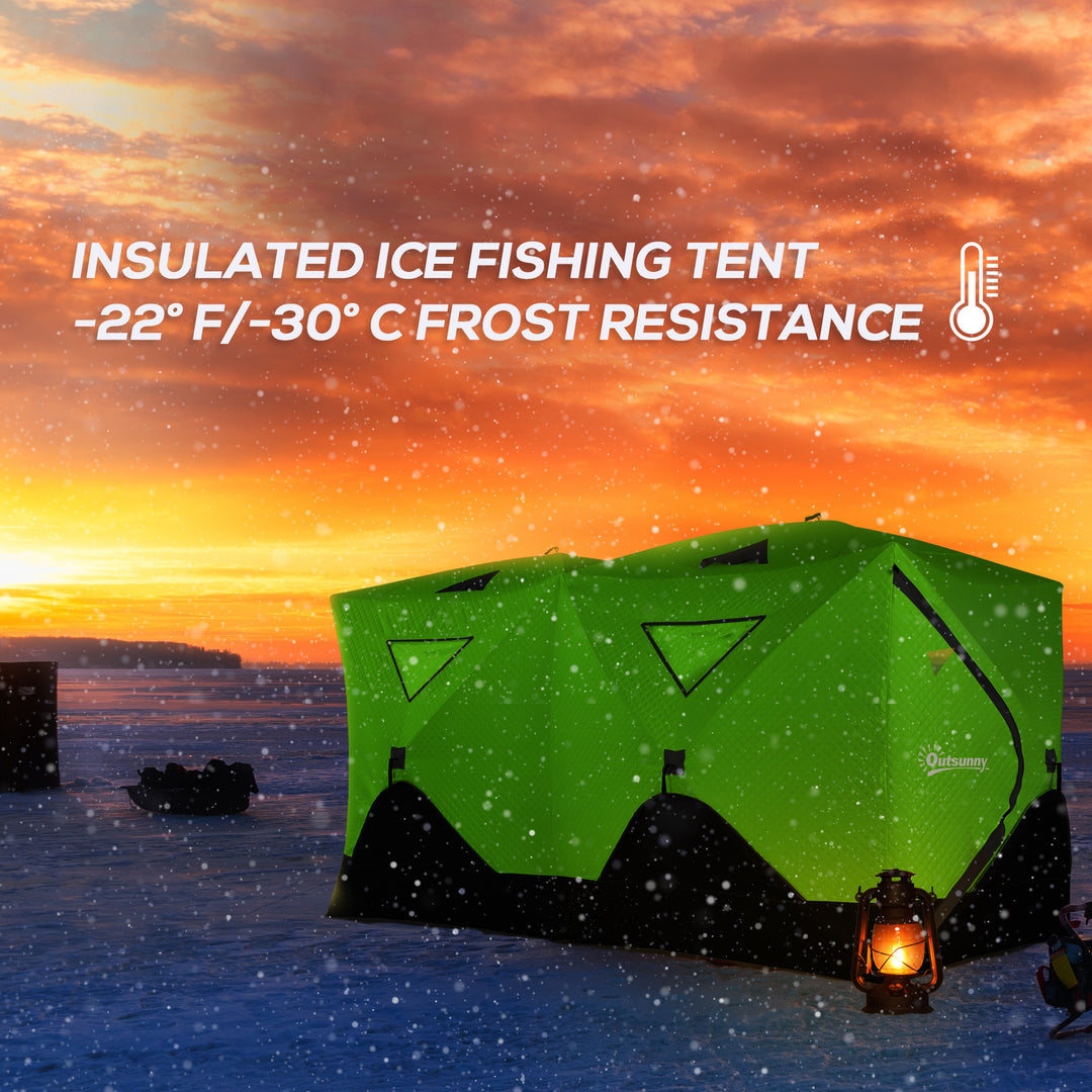 Outsunny 8-Person Insulated Ice Fishing Tent Shelter with Ventilation Windows and Carry Bag, for -22℉, Blue