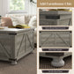 HOMCOM Farmhouse Coffee Table, Square Center Table with Flip-top Lids, Hidden Storage Compartment and Wooden Legs, Oak