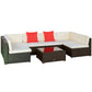 Outsunny 7pcs Garden Wicker Sectional Set w/ Tea Table Patio Rattan Lounge Sofa with Cushion for Outdoor Deck Orange