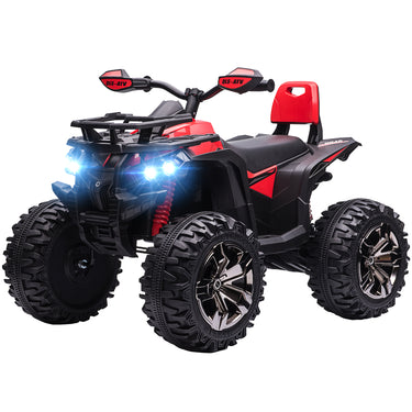 Aosom Kids Ride-on Car, 12V/10AH Four Wheeler Kids ATV, Battery Powered Off-Road Quad with MP3, Headlights, Suspension, 1.8-5 mph, Red