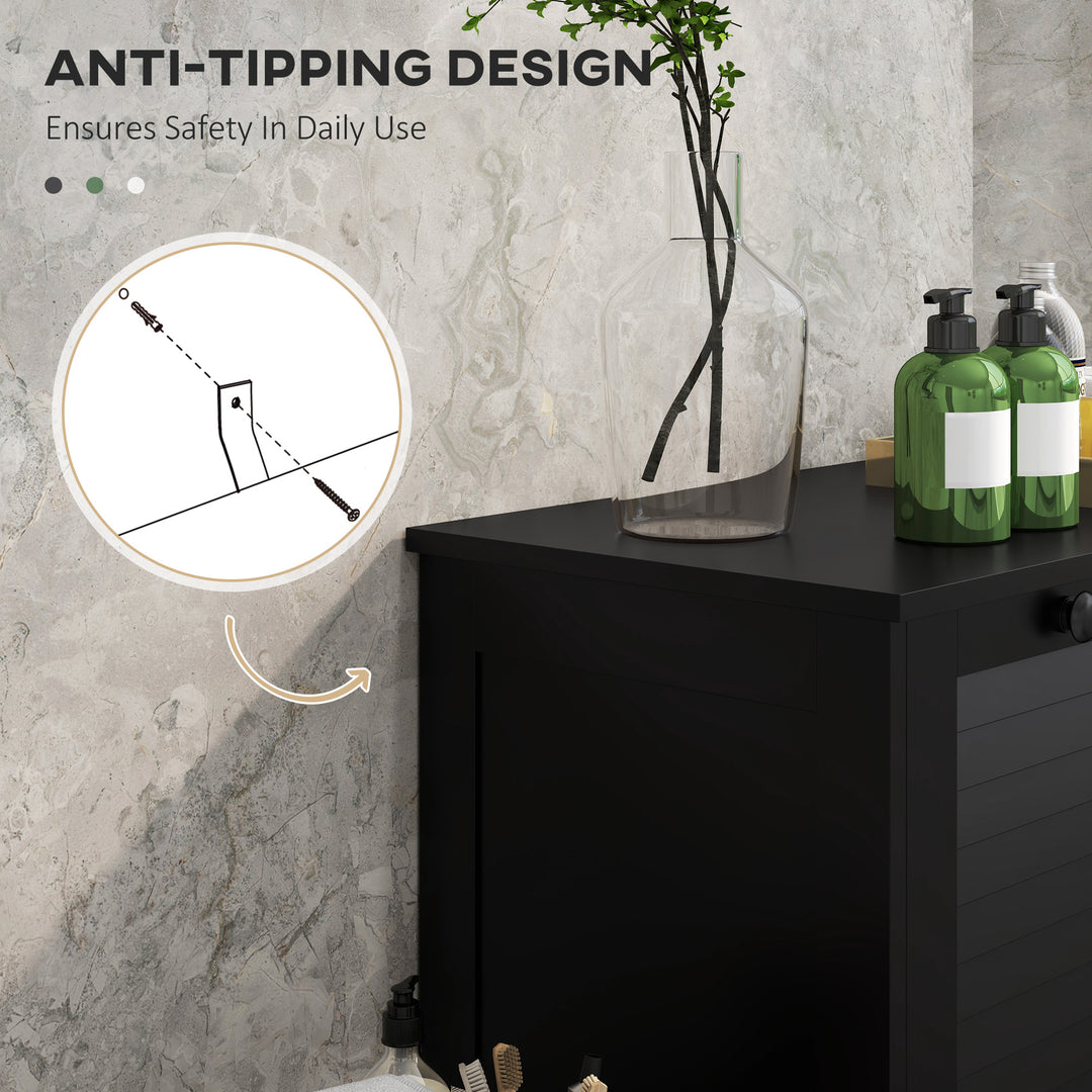 HOMCOM Tilt Out Laundry Cabinet, Laundry Basket Cabinet with 2 Baskets and 2 Louvered Doors, White