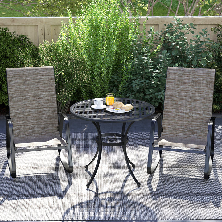 Outsunny Set of 2 Patio Rocking Chairs, Outdoor Rocking Chairs with High Backrest, Armrests for Backyard, Garden, Light Brown