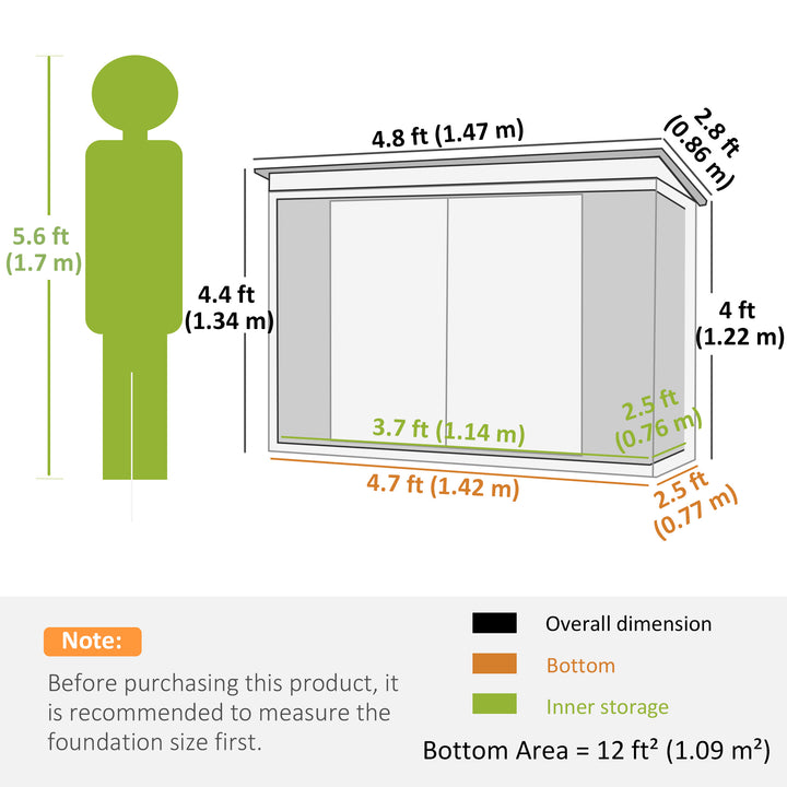 Outsunny 5x3 Metal Garden Storage Shed with Double Door, Durable Metal Shed for Garden, Patio, Lawn, Black