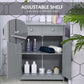 kleankin Freestanding Bathroom Floor Cabinet, Organizer Floor Tower with 2 Door, 2 Drawers, Adjustable Shelf, Grey