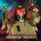 Outsunny Halloween Animated Skeleton with Glowing LED Eyes, Animatronic Halloween Decorations, Battery Operated