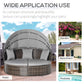 Outsunny 2 Pcs Rattan Outdoor Daybed with Retractable Canopy, Wicker Round Patio Daybed Set with Cushions & Pillows, Mixed Grey