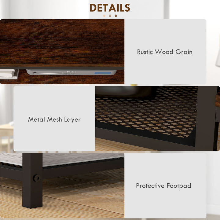 HOMCOM Industrial TV Cabinet, TV Stand for TVs Up to 80" with Storage Shelf and Steel Frame