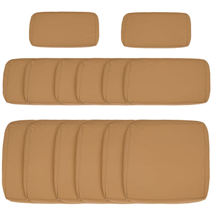 Outsunny Outdoor 14pc Patio Rattan Sofa Set Cushion Polyester Cover Replacement Set - No Cushion Included Beige | Aosom Canada
