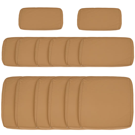 Outsunny Outdoor 14pc Patio Rattan Sofa Set Cushion Polyester Cover Replacement Set - No Cushion Included Beige | Aosom Canada