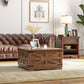 HOMCOM Farmhouse Coffee Table, Square Center Table with Flip-top Lids, Hidden Storage Compartment, Black