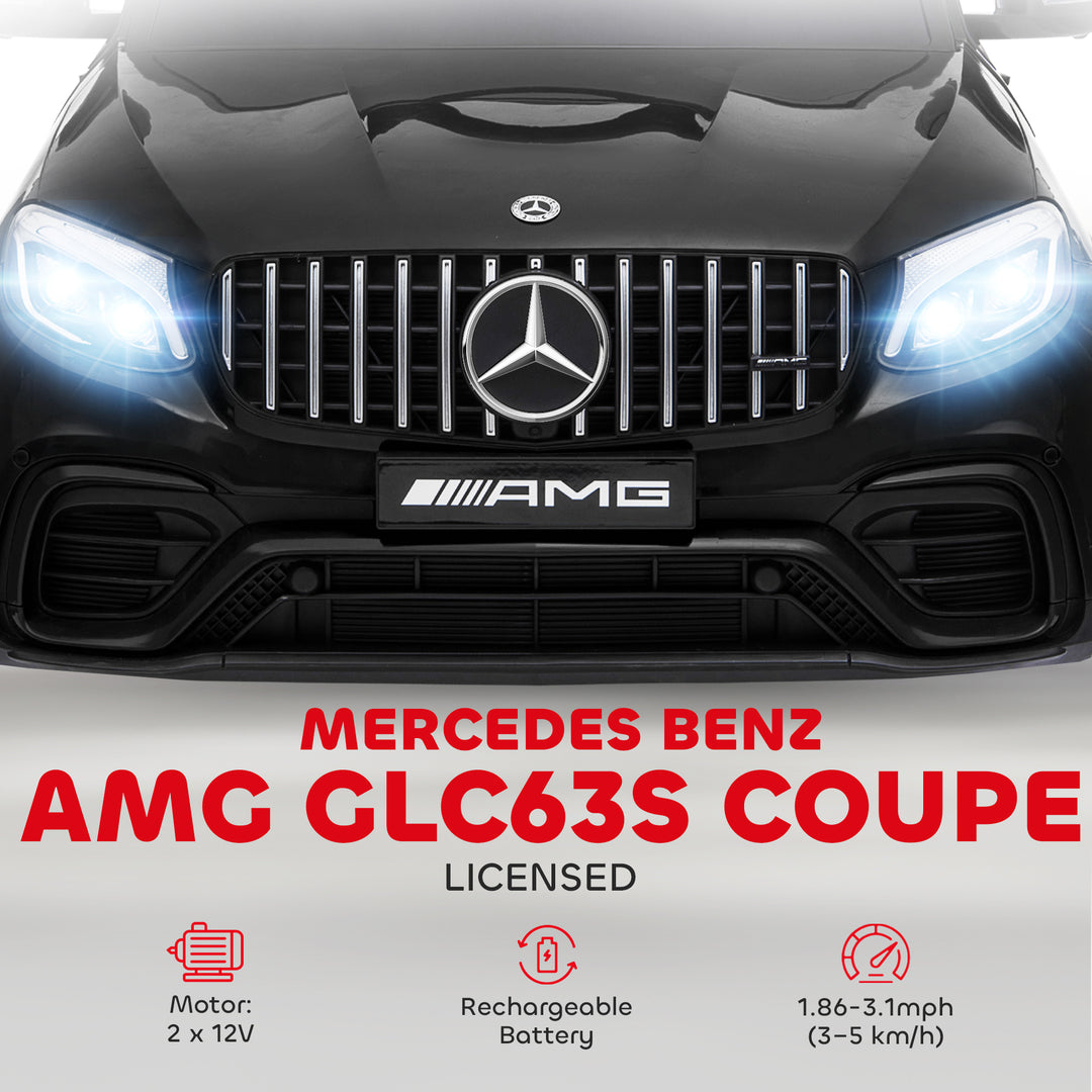 Aosom 12V/7AH Kids Ride on Car, Mercedes Benz AMG GLC63S Coupe, Electric Car with Remote Control, Handle, 2 Speed, with Music, Electric Light, Easy to Move, Red