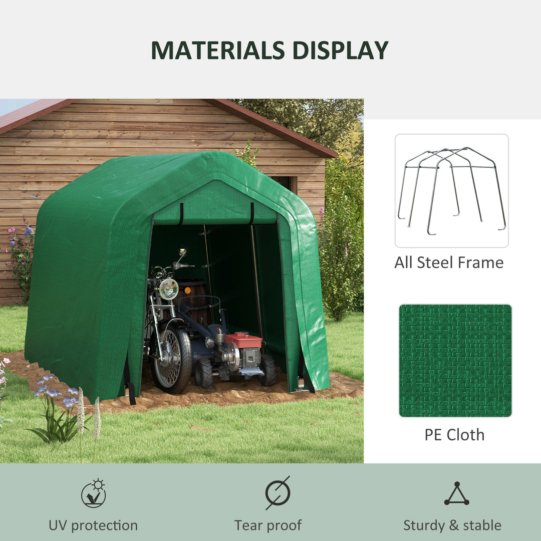 Outsunny 8' x 6' Carport with Sidewalls and Roll-up Door, Outdoor Storage Shelter for Motorcycle and Car, Grey