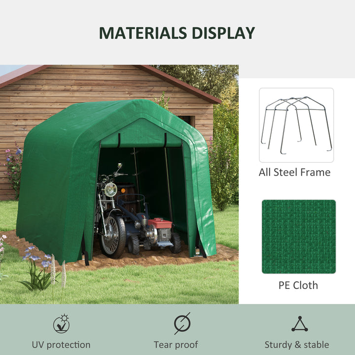 Outsunny 8' x 6' Carport with Sidewalls and Roll-up Door, Outdoor Storage Shelter for Motorcycle and Car, Grey