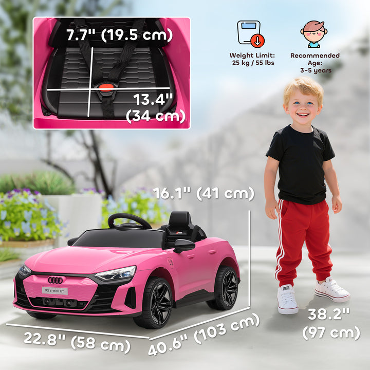 Aosom Ride-On Toy On Car with Remote Control, 12V 3.1 MPH Electric Ride for Kids w/ Suspension System, Horn Honking, Pink