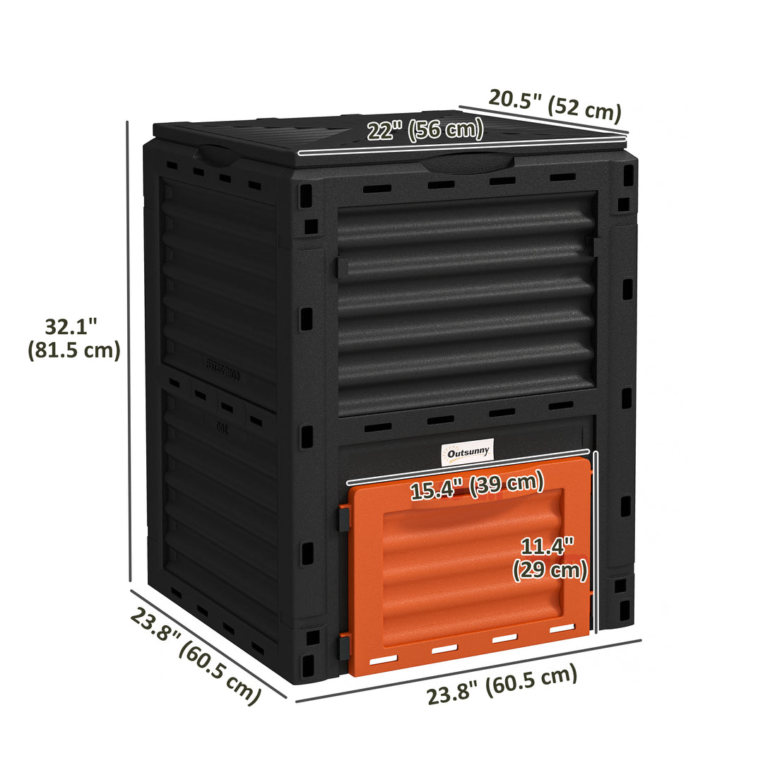 Outsunny Outdoor Compost Bin Garden Container, Fast Creation of Fertile Soil Aerating Compost Box, 80 Gallon, Orange