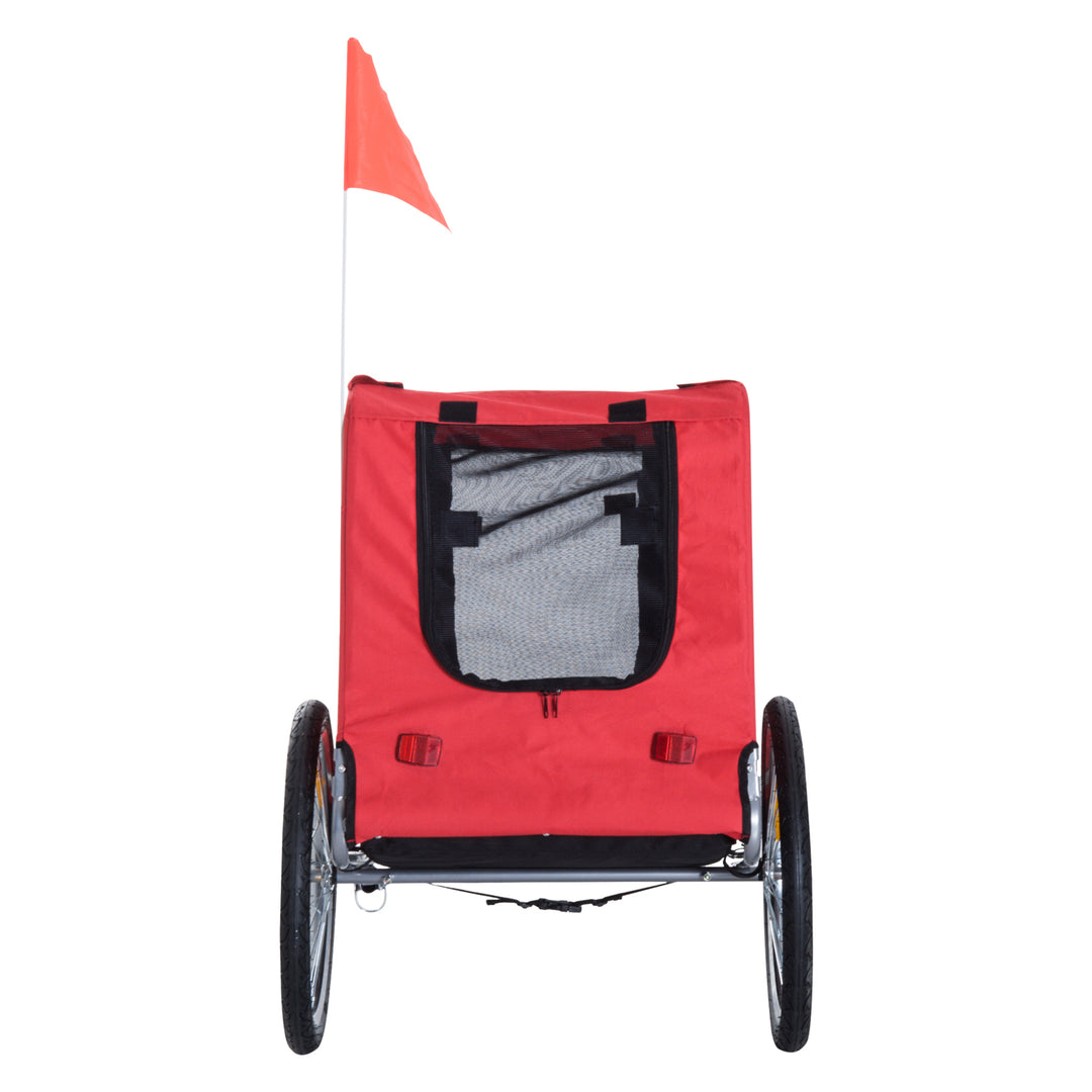PawHut Pet Bike Trailer Bike Cart Bicycle Dog Cat Travel Carrier Foldable Red