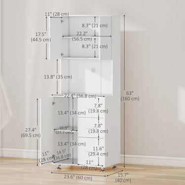 HOMCOM Modern Kitchen Cupboard with Storage Cabinet Hutch, 2 Cabinets, 3 Drawers and Open Countertop, White