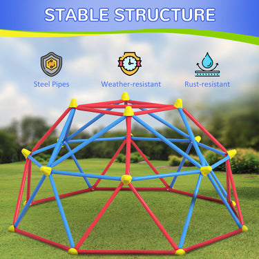 Outsunny 6 FT Climbing Dome Geometric Jungle Gym w/ Rust and UV-Resistant Steel, Up to 396 lbs, for 1-4 Children Aged 3-8 Years