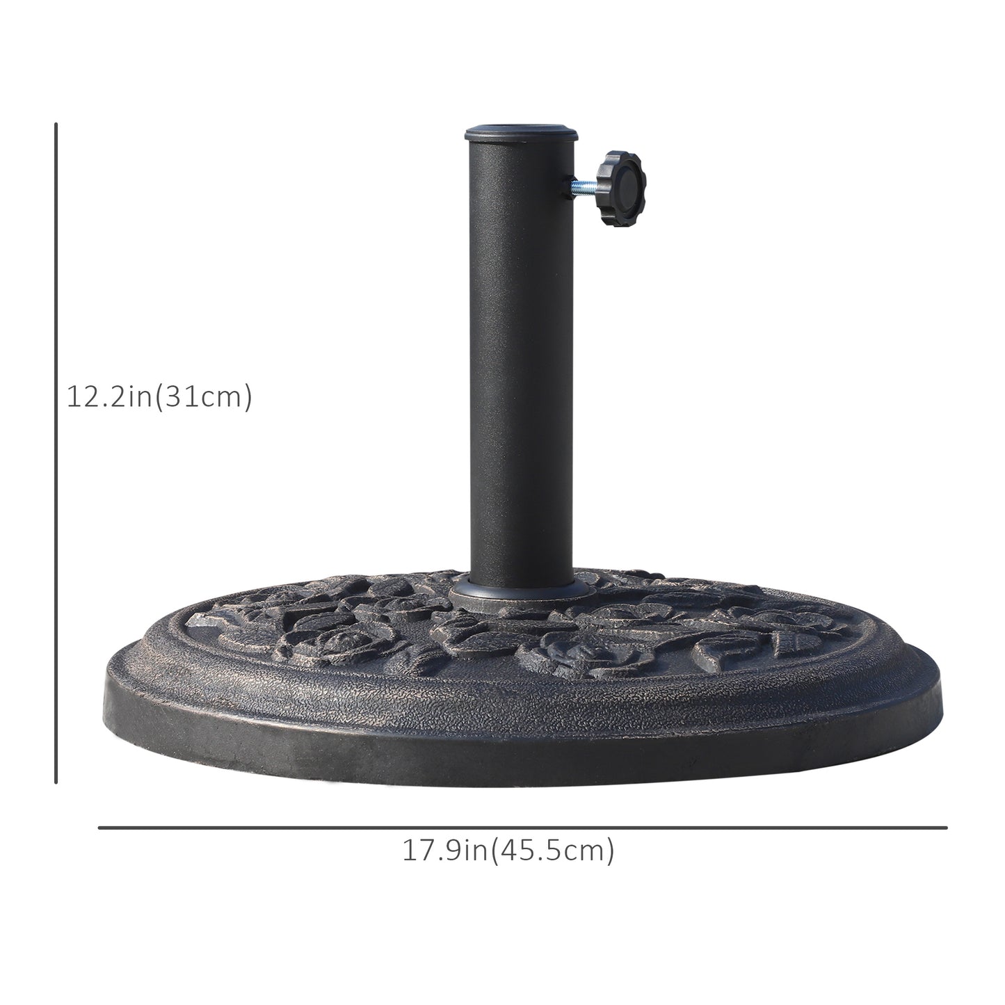 Outsunny 18â€� Round Patio Umbrella Base Outdoor Decorative Cast Stone Resin Parasol Stand Market Garden Umbrella Holder, Bronze