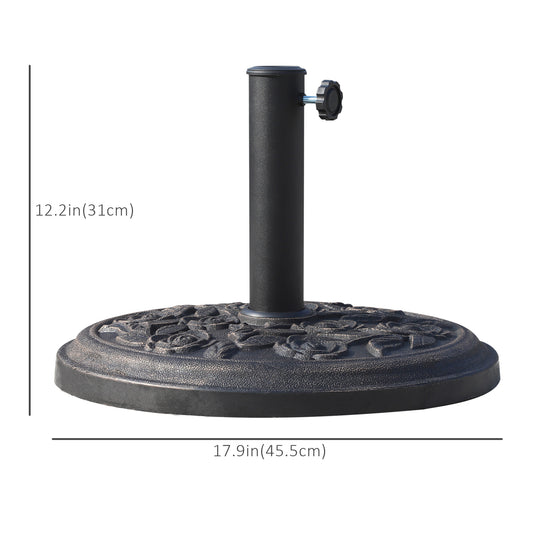 Outsunny 18â€� Round Patio Umbrella Base Outdoor Decorative Cast Stone Resin Parasol Stand Market Garden Umbrella Holder, Bronze