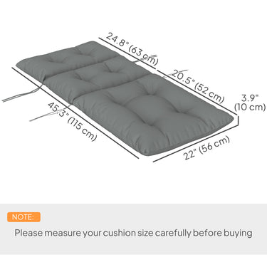 Outsunny Adirondack Chair Cushion, Tufted Rocking Chair Cushion with Ties, Non-Slip Replacement Seat Cushion for Outdoor Chair, Indoor Outdoor Cushion, Light Grey