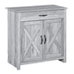 HOMCOM Farmhouse Sideboard Buffet Cabinet, Storage Cabinet with Barn Doors, Distressed Brown