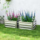 Outsunny 2' x 2' x 1' 2-Pieces Raised Garden Bed with Galvanised Steel Frame for Vegetables, Flowers, Herbs, Silver
