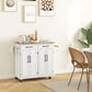 HOMCOM Kitchen Island on Wheels with Rubberwood Top, Rolling Kitchen Cart with 2 Drawers, 4 Doors and Adjustable Shelves