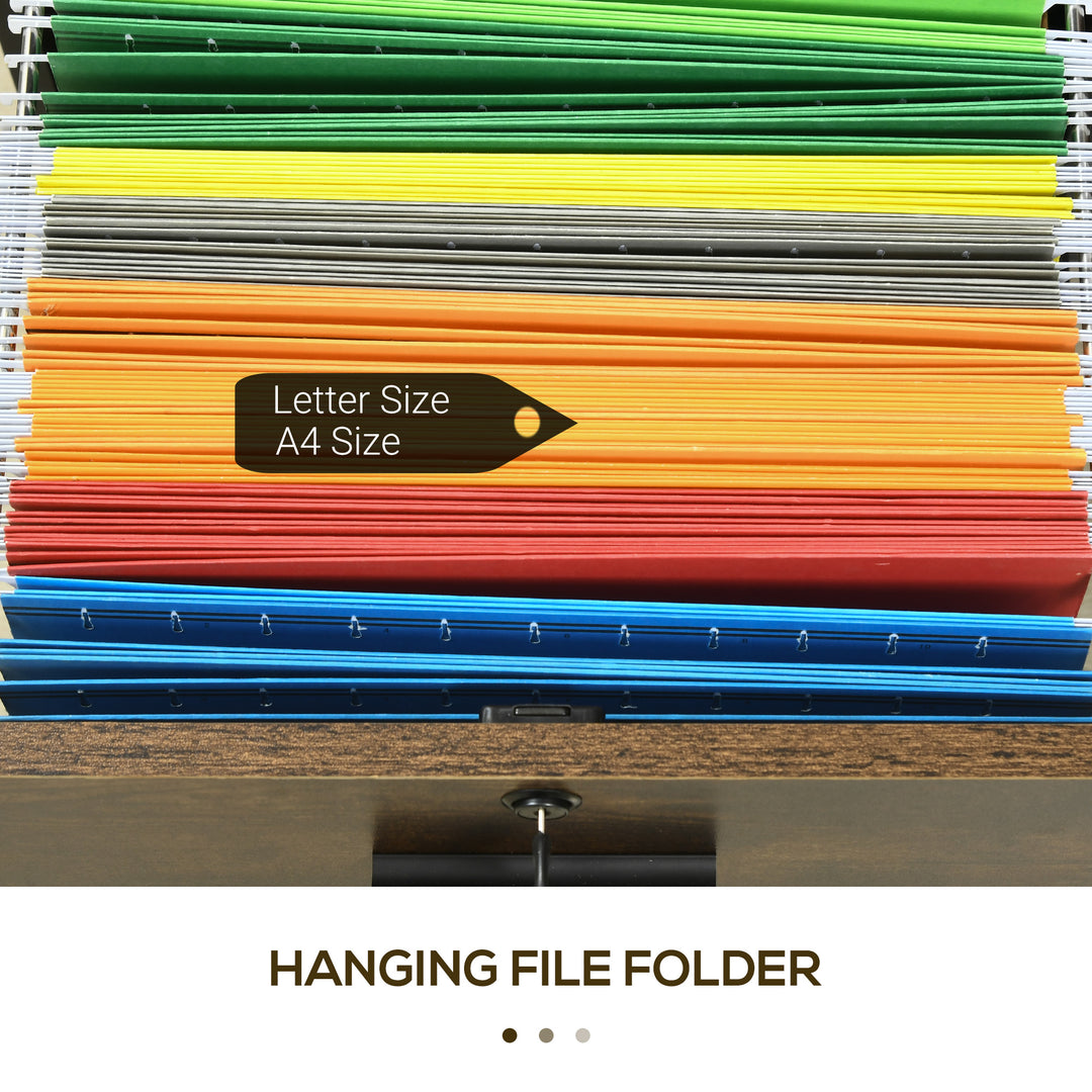 Vinsetto Lateral Filing Cabinet with Drawers and Lock, File Cabinet, Mobile Printer Stand with Open Shelves and Wheels for Letter and A4 Size Documents, White