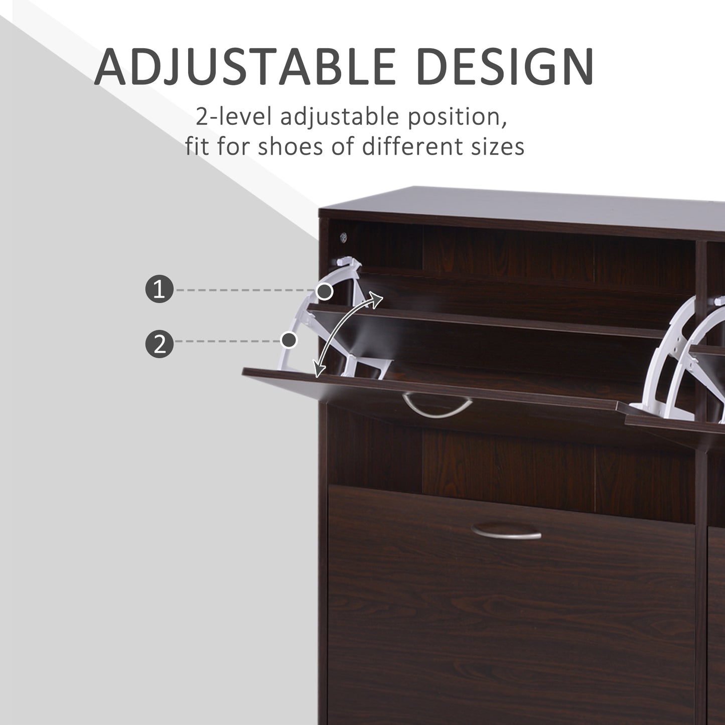 HOMCOM Flip Down Shoe Storage, Multi Cabinet, Wooden Shoe Rack, Entryway Shelf, 4 Drawer Organizer, Freestanding Unit, Brown