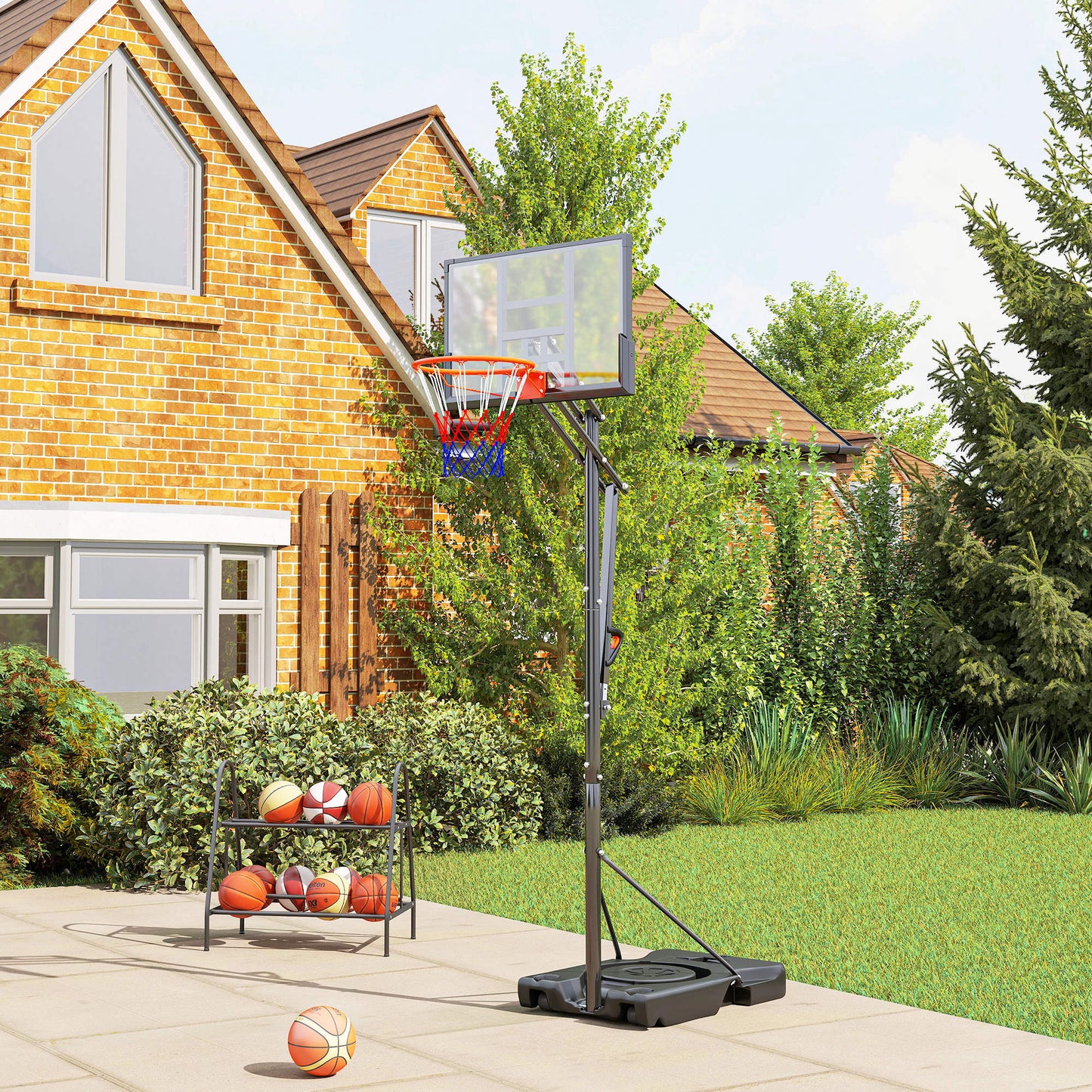 Soozier Basketball Hoop Outdoor, 4.4-10ft Portable Basketball Goal with Wheels and 44.5" Backboard, for Teenagers Youth Adults