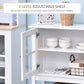 HOMCOM Modern Sideboard Buffet Cabinet Wood Console Table with Glass Doors Kitchen Dining Room Furniture White