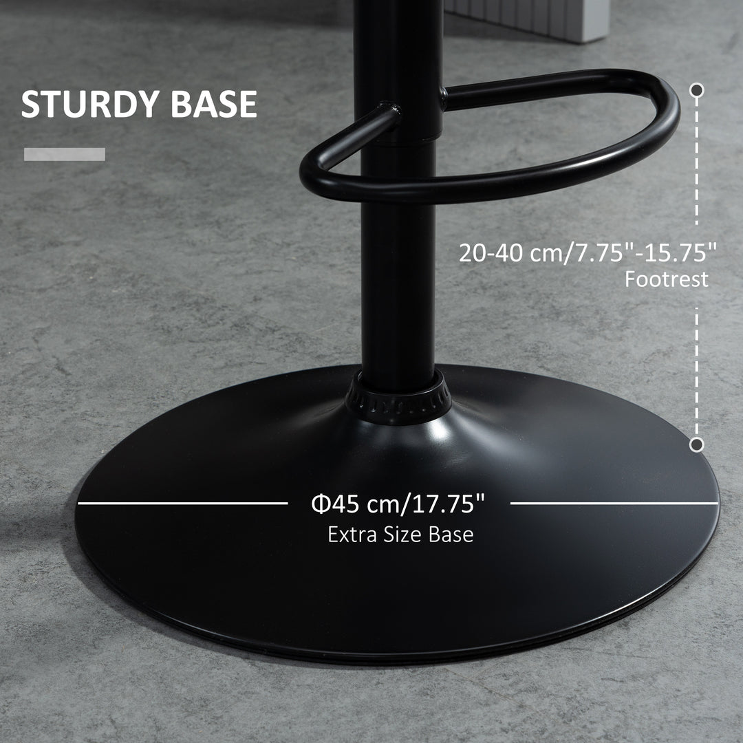 HOMCOM Velvet-Touch Bar Stool Set of 2 Fabric Adjustable Height Armless Counter Chairs with Swivel Seat, Pink