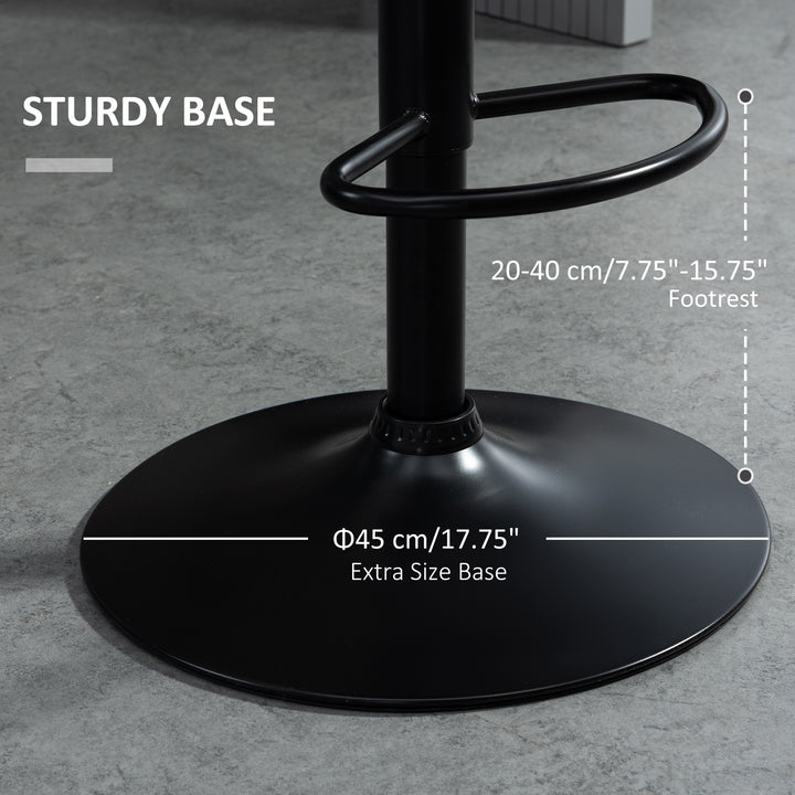 HOMCOM Velvet-Touch Bar Stool Set of 2 Fabric Adjustable Height Armless Counter Chairs with Swivel Seat, Pink