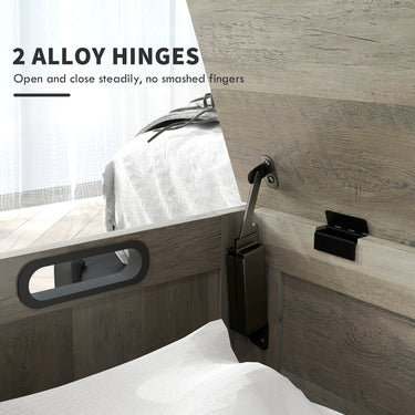 HOMCOM Storage Trunk with 2 Safety Hinges, Entryway Bench with Side Handles, Storage Chest for Living Room, Distressed Grey