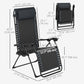 Outsunny Wicker Folding Lounge Chair with Adjustable Backrest, Rattan Recliner Chair with Headrest & Side Table Tray, Black