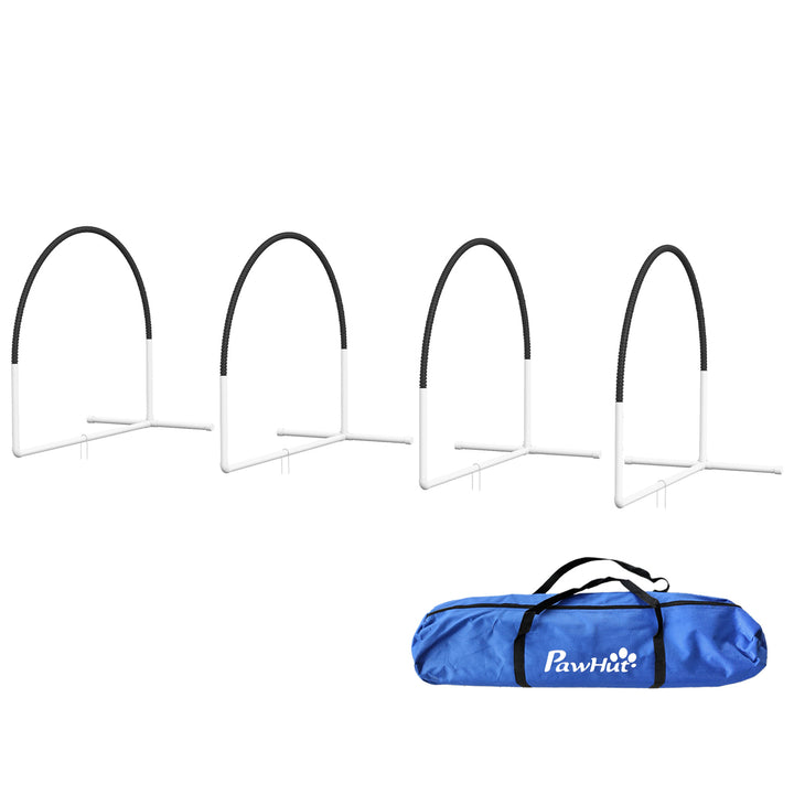 PawHut Dog Agility Kit Pet Obstacle Course Training Equipment Outdoor with Weave Poles, Carry Bag, Orange