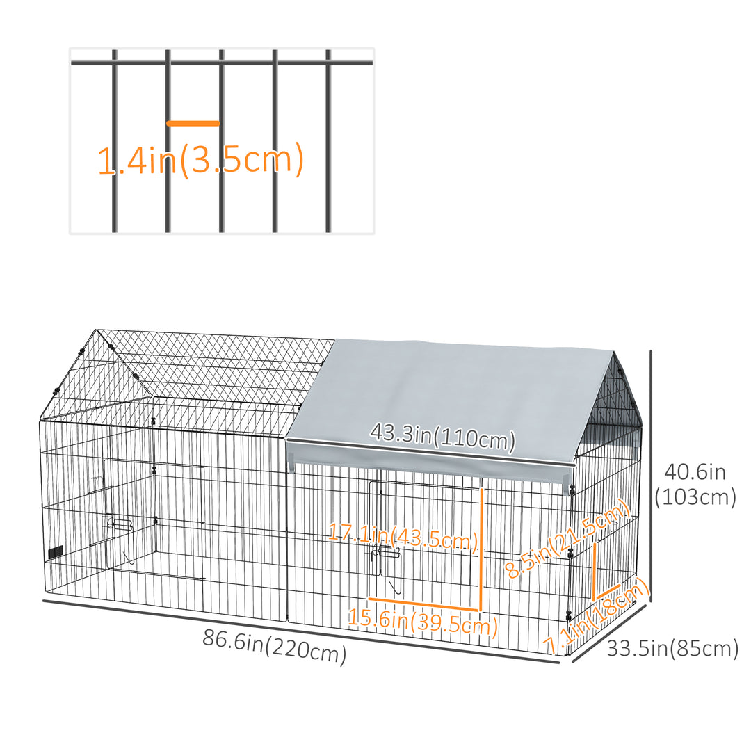 PawHut 87" Small Animal Cage with Roof, Indoor/Outdoor Use,  for Chicken, Rabbits, Chinchillas, Green