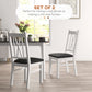 HOMCOM Farmhouse Dining Table Chairs Set of 2, Pine Wood Kitchen Table Chairs with PU Leather Cushion for Living Room, Bedroom