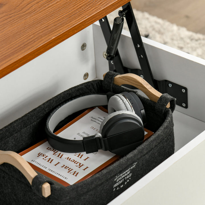 HOMCOM Lift Top Coffee Table, Modern Center Table with Storage Shelves and Hidden Compartment for Living Room, 41" L, Espresso