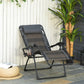 Outsunny Wicker Folding Lounge Chair with Adjustable Backrest, Rattan Recliner Chair with Headrest & Side Table Tray, Grey