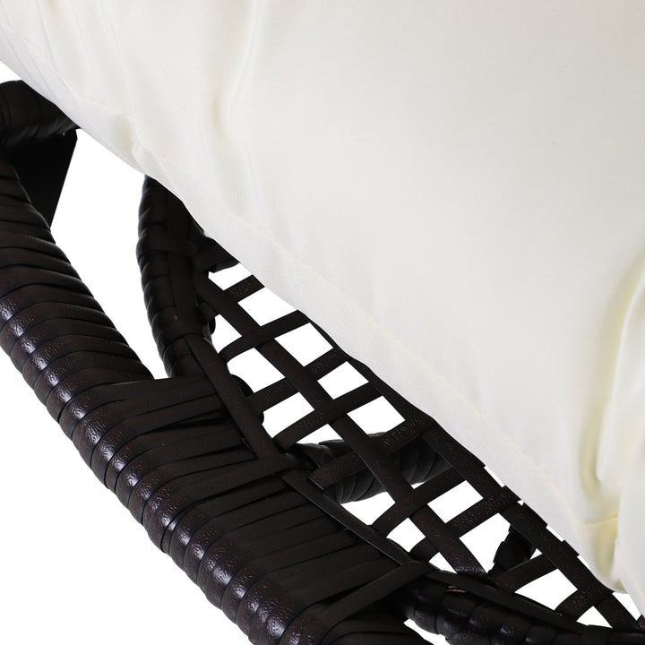 Outsunny Wicker Egg Chair with Trapezoidal Cushion 352lbs Capacity Rattan Egg Chair for Backyard Garden Coffee Brown