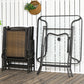 Outsunny 5 Pieces Folding Rattan Patio Table and Chairs for 4 with Umbrella Hole, Tempered Glass Top, Dark Brown