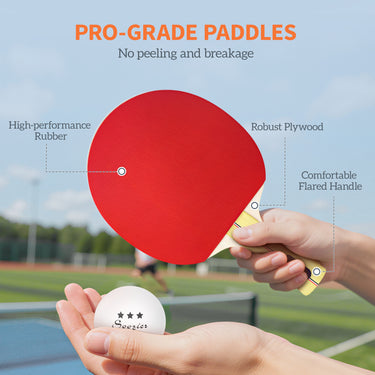 Soozier Ping Pong Paddle Set, Portable Table Tennis Rackets with 8 Ping Pong Balls, Storage Case for Teens, Adults